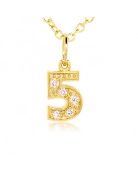 Number '5' Charm in 18K Yellow Gold with high quality diamonds