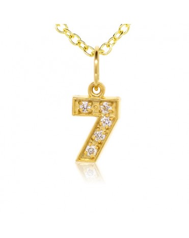 Number '7' Charm in 18K Yellow Gold with high quality diamonds