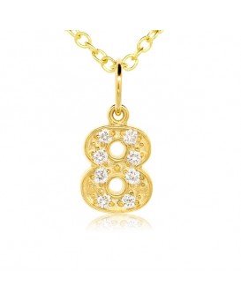 Number '8' Charm in 18K Yellow Gold with high quality diamonds