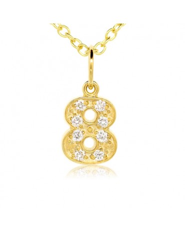 Number '8' Charm in 18K Yellow Gold with high quality diamonds
