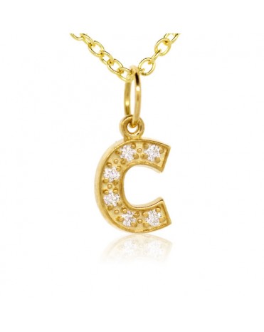 Alphabet Charm, Letter 'C'  in 18K Yellow Gold with high quality diamonds