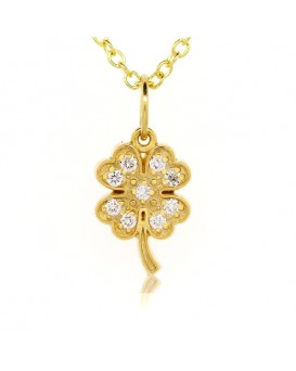 Four Leaf Clover Charm in 18K Yellow Gold with High Quality Diamonds