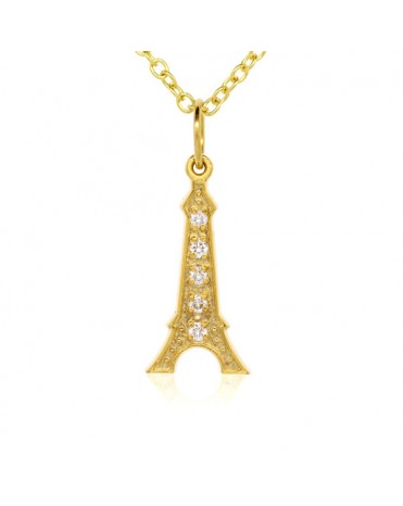 Eiffel Tower Charm in 18K Yellow Gold with High Quality Diamonds