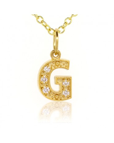 Alphabet Charm, Letter 'G'  in 18K Yellow Gold with high quality diamonds