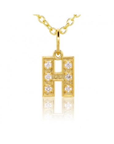 Alphabet Charm, Letter 'H'  in 18K Yellow Gold with high quality diamonds