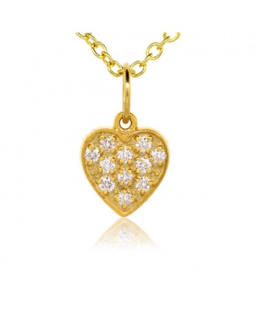 Heart Charm in 18K Yellow Gold with High Quality Diamonds