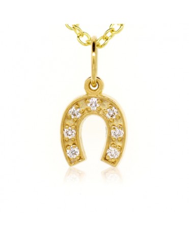 Horseshoe Charm in 18K Yellow Gold with High Quality Diamonds