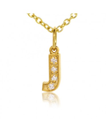 Alphabet Charm, Letter 'J'  in 18K Yellow Gold with high quality diamonds