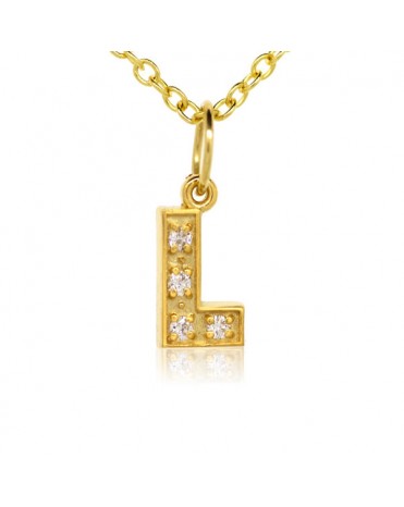 Alphabet Charm, Letter 'L'  in 18K Yellow Gold with high quality diamonds