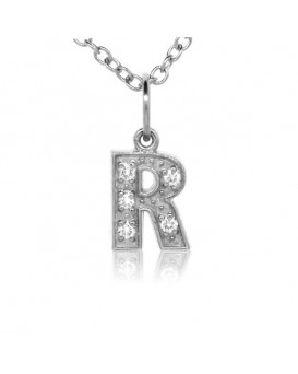 Alphabet Charm, Letter 'R' in 18K White Gold with high quality diamonds