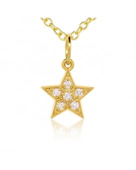 Star Charm in 18K Yellow Gold with High Quality Diamonds