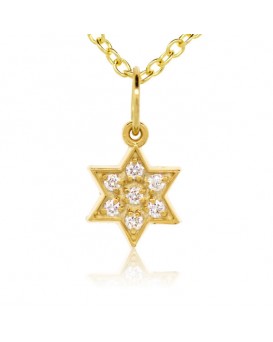 Star of David Charm in 18K Yellow Gold with High Quality Diamonds