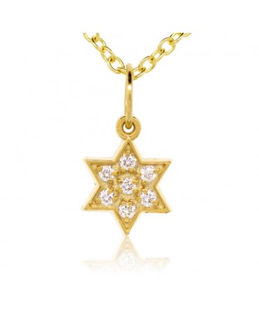 Star of David Charm in 18K Yellow Gold with High Quality Diamonds