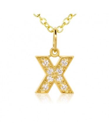 Alphabet Charm, Letter 'X' in 18K Yellow Gold with high quality diamonds