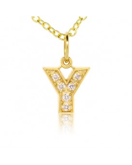 Alphabet Charm, Letter 'Y' in 18K Yellow Gold with high quality diamonds