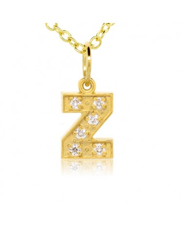 Alphabet Charm, Letter 'Z' in 18K Yellow Gold with high quality diamonds