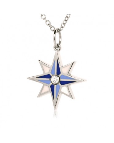 French Enamel White Gold Compass Rose Charm