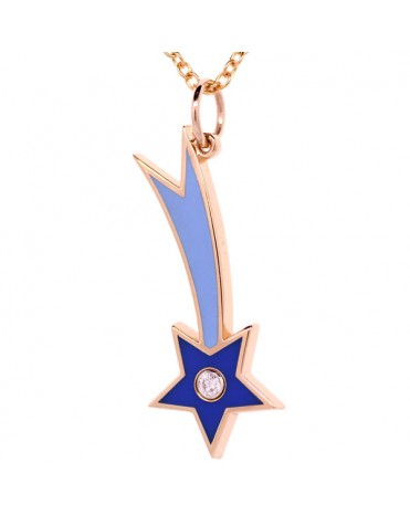 French Enamel Rose Gold Shooting Star Charm