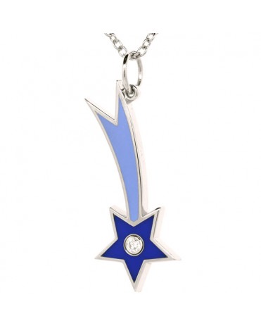 French Enamel White Gold Shooting Star Charm
