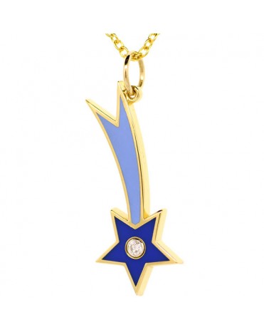 French Enamel Yellow Gold Shooting Star Charm