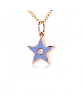 French Enamel Rose Gold Star Charm