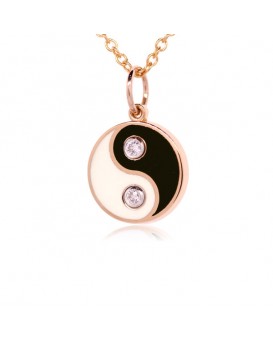 French Enamel Rose Gold Yin Yang Charm