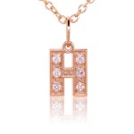 Letter H Rose Gold with Diamonds Pendant