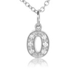 Letter O White Gold with Diamonds Charm